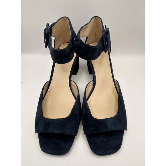 Pelle Moda Uliss Women's Ankle Strap Sandals Dark Blue Suede Size 10 NEW - Picture 2 of 8